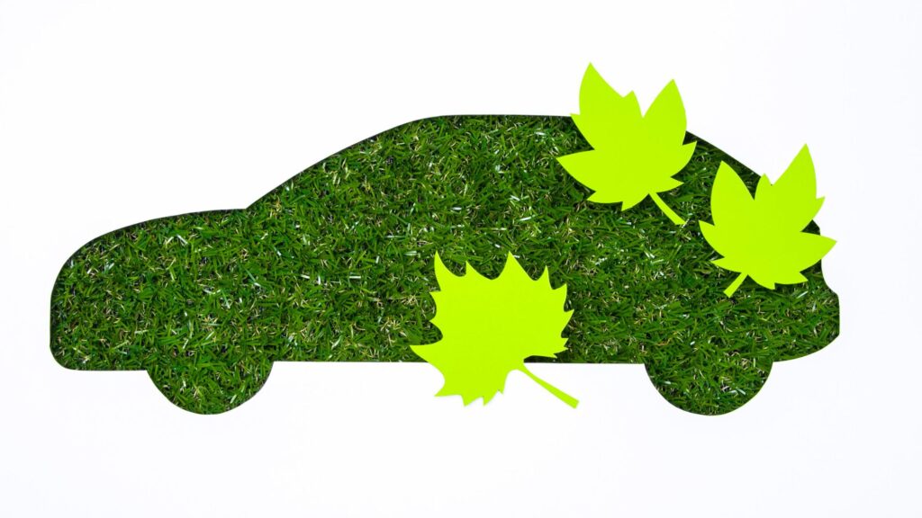 A car emitting less pollution, contributing to cleaner air and a healthier environment.