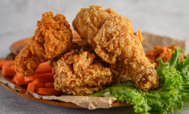 Crispy Fried Chicken in a Fast Food Restaurant